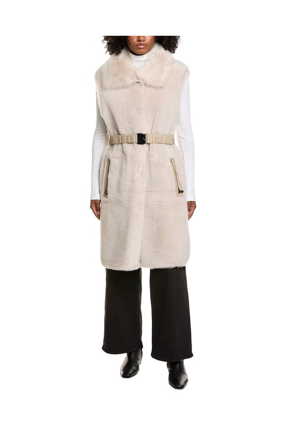 womens Palma Reversible Shearling Vest, 8, White
