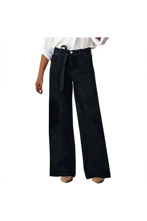 Black Jeans Womens Stretchy Plus Size Curvy Women'S Casual Pants Pants For Women Trendy Jeans Baggy Womens Trousers Wide Leg Petite