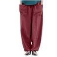 thumbnail image 1 of Bogo Cotton Linen Pants Women Summer Tall Women Casual Pants Joggers Casual Pants For Women Petite Length Casual Sweatpants Women Baggy Plus Size 4X Womens Trousers High Waisted Petite Short, 1 of 6