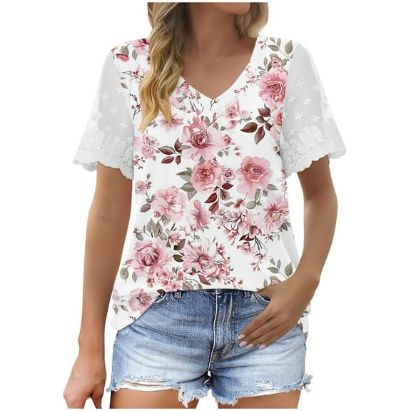 Cute Summer Tops For Women 2026 Trendy Womens Tops Casual Petite Casual Blouses For Women Trendy T Shirts For Women V Neck