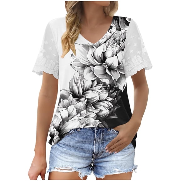 Cute Summer Tops For Women White Womens Tops Casual Winter Blouses For Women Short Sleeve T Shirts For Women Trendy Cotton