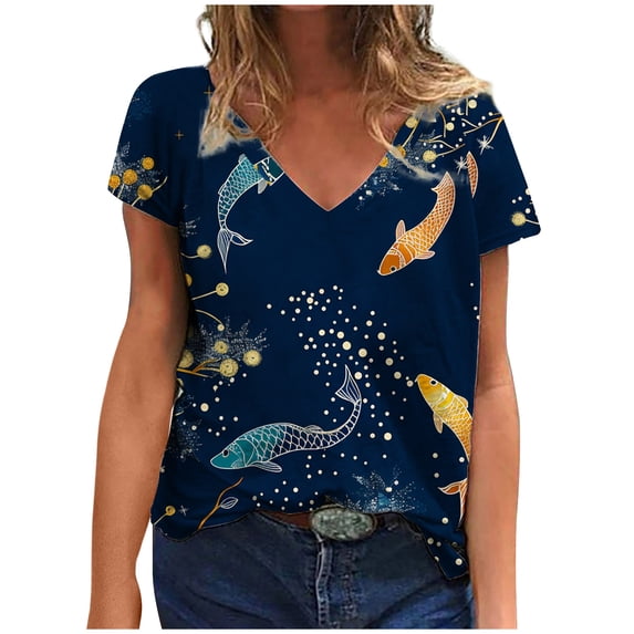 Cute Summer Tops For Women Womens Tops Short Sleeve V Neck Cotton Blouses For Women Dressy Casual 3/4 Sleeve T Shirts For Women Pack