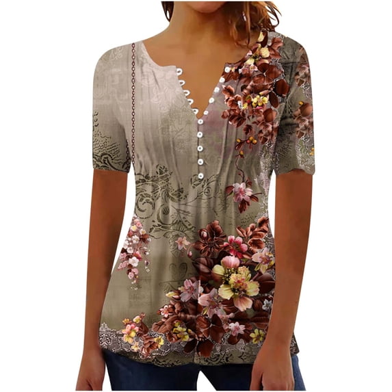 Bogo Cute Summer Tops For Women 2025 Vacation Womens Tops Dressy Casual Short Sleeve White Blouses For Women Dressy Casual Plus White V Neck T Shirts Women Cotton