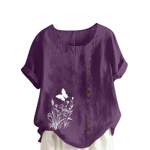 Bogo Cute Summer Tops For Women Trendy Boho Womens Tops Casual Short Sleeve Petite Blouses For Women Size S White Cotton Beach Clothes For Women