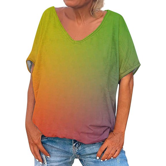 Bogo Cute Vacation Tops For Women V Neck Womens Tops Dressy Casual Plus Size 3X Womens Blouses For Work Professional Cotton Cool T Shirts For Women Graphic Vintage