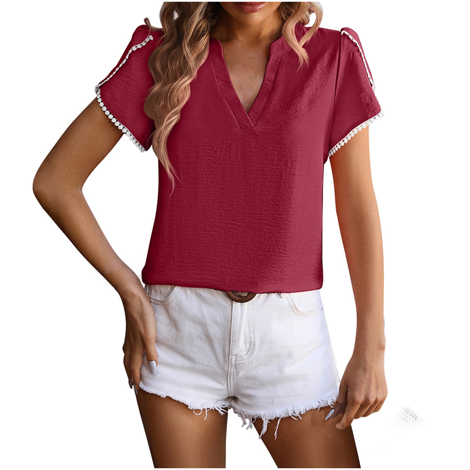 Bogo Cute Vacation Tops For Women V Neck Womens Petite Blouses And Tops ...