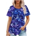 thumbnail image 1 of Floral Printed Tops For Women Cute Summer Vacation Tops For Women 100 Percent Cotton V Neck T Shirts Women Plus Size Plus Size Blouses For Women 3X 3/4 Sleeve, 1 of 5