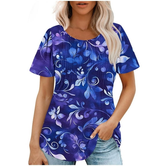 Floral Printed Tops For Women Cute Summer Vacation Tops For Women 100 Percent Cotton V Neck T Shirts Women Plus Size Plus Size Blouses For Women 3X 3/4 Sleeve