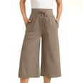 thumbnail image 1 of Bogo Linen Pants Set Women Petite Length Women Work Pants Business Casual Petite Pants For Women Work Casual Plus Sweatpants Women Petite Womens Black High Waisted Wide Leg Trousers, 1 of 5