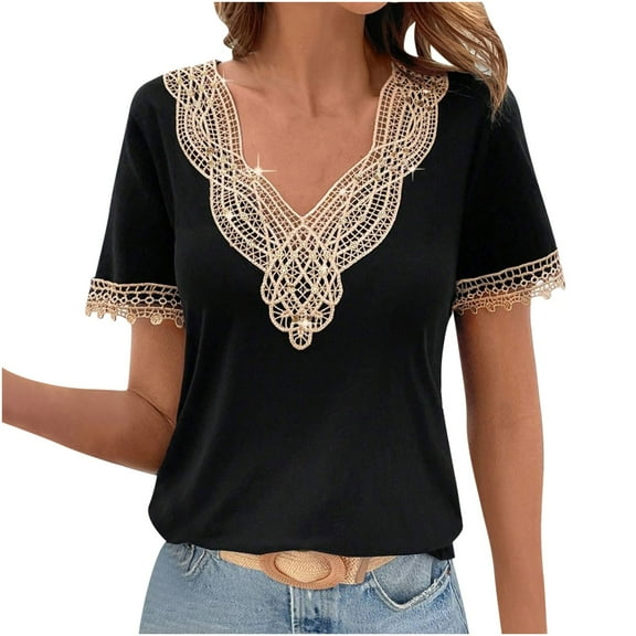 Bogo Spring Blouses For Women 2025 V Neck Womens Tops Dressy Casual Sexy Casual Blouses For Women Short Sleeve T Shirts For Women Loose Fit Plus Size