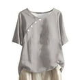 thumbnail image 1 of Bogo Summer 2025 Womens Fashion Tops Womens Short Sleeve Tops Dressy Casual Summer Shirts Cotton Blouses For Women Long Sleeve White V Neck T Shirts Women Fitted, 1 of 5