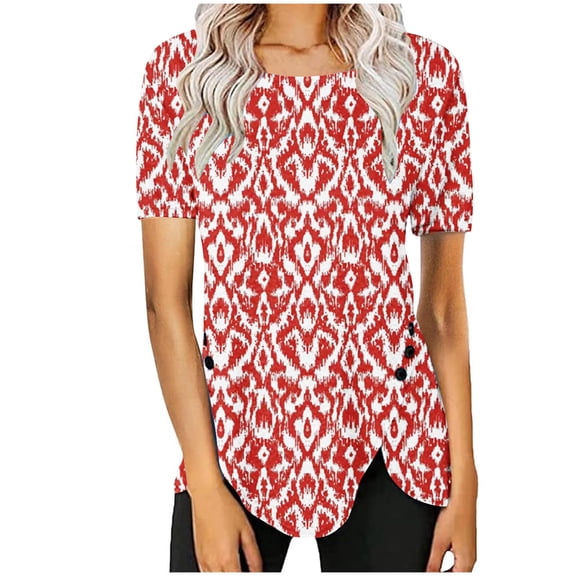 Bogo Summer 2025 Womens Fashion Womens Summer Tops Casual Short Sleeve Round Neck Shirts Casual Blouses For Women Fall T Shirts For Women Pack