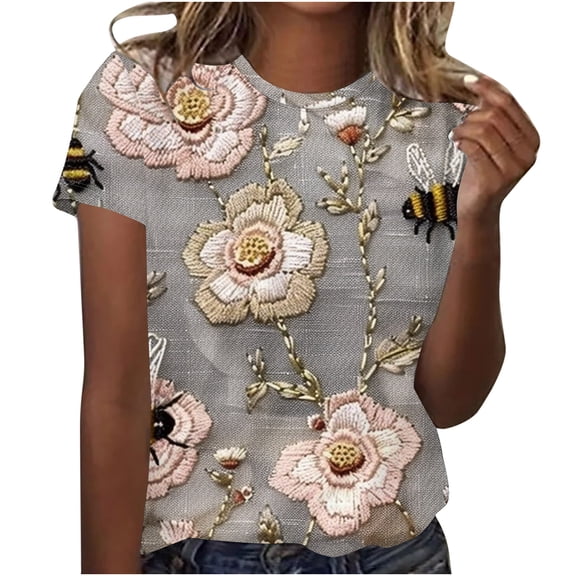 Summer Fashion 2026 Womens Tops Short Sleeve Plus Size Womens Blouses And Tops Dressy T Shirts For Women Cotton White