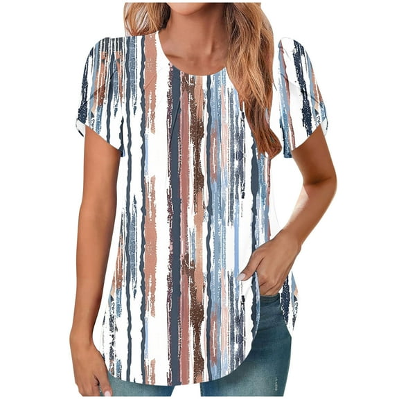 Summer Tank Tops For Women 2026 Vacation Trendy Womens Summer Tops Casual Puff Sleeve Womens Blouses Dressy Casual V Neck T Shirts For Women Loose Fit