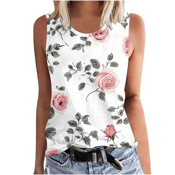 Summer Tops For Women Sleeveless Button-Down Shirts All Cotton Tank Tops For Women Loose Fit Women Tunic Tops T Shirts For Women Graphic Tee