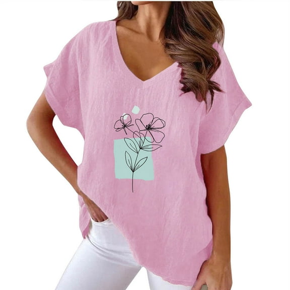 Bogo Summer Tops For Women Vacation Womens Summer Tops Casual Womens Blouses Dressy V Neck T Shirts For Women Cotton