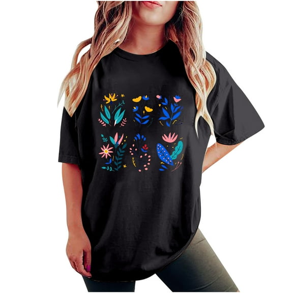 Summer Tops For Women 2026 Plus Size Womens Summer Tops Elbow Length Sleeves Womens Blouses For Work Professional Xxl Cute T Shirts For Women Graphic