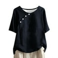 thumbnail image 1 of Summer Tops For Women 2026 Plus Size Womens Tops Dressy Casual Black Womens Blouses Short Sleeve Cotton Cute T Shirts For Women Graphic, 1 of 5