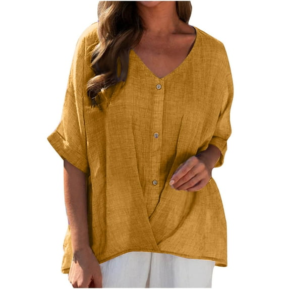 Tops For Women Trendy Summer Cotton Womens Tops Short Sleeve Loose Fit 1X Blouses For Women Casual Cute T Shirts For Women Trendy