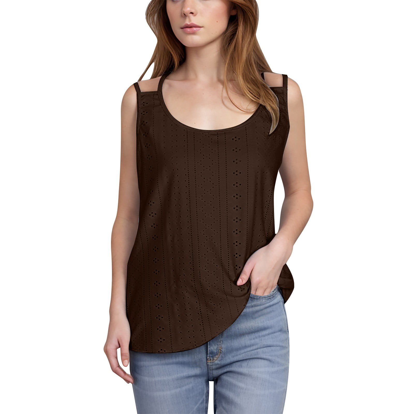 ETCYY Women's Floral Print Tank Top - Loose Fit V-Neck Summer Sleeveless Tee, Small - View #8