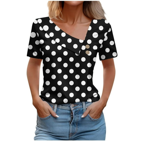 Trendy Summer Tops Y2K Womens Tops Dressy Casual Short Sleeve Cotton Womens Blouses Casual Short Sleeve T Shirts For Women Graphic Funny