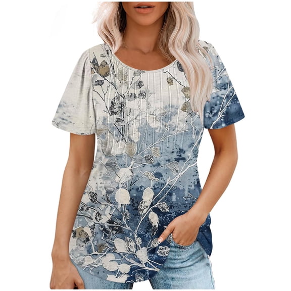 Women'S Boho Floral Print Ladies Short Sleeve Tops Summer Blouses Cute Summer Tops For Women Plus Size T-Shirts For Women Graphic Tees Vintage Plus Size Blouses For Women 3X Short Sleeve