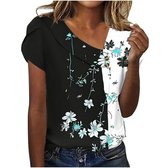 Womens 2026 Summer Vacation Fashion Womens Tops Casual Blouses For Women Dressy Casual T Shirts For Women Cotton Graphic