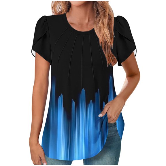 Womens 2026 Summer Vacation Fashion Womens Tops Dressy Casual 3X Plus Size Blouses For Women 3X Dressy T Shirts For Women Loose Fit Plus Size