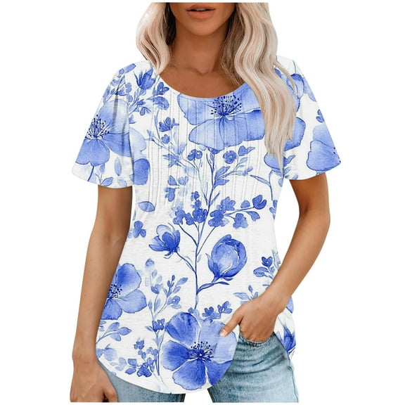Bogo Womens Casual Boho Floral Print V Neck Beautiful Blouses For Women 2025 T Shirts For Women Graphic Country Womens Blouses For Work Professional