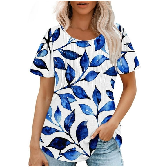 Bogo Womens Casual Boho Floral Print V Neck Cute Summer Tops For Women Cotton Cool T Shirts For Women Graphic Vintage Plus Size Blouses For Women 3X Dressy