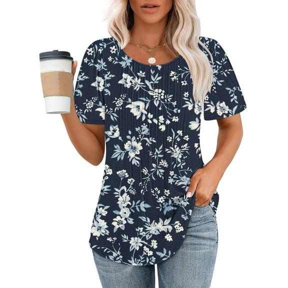 Womens Casual Boho Floral Print V Neck Summer Tops For Women Trendy With Sleeves T Shirts For Women Graphic Funny Blouses For Women Dressy Casual Sexy