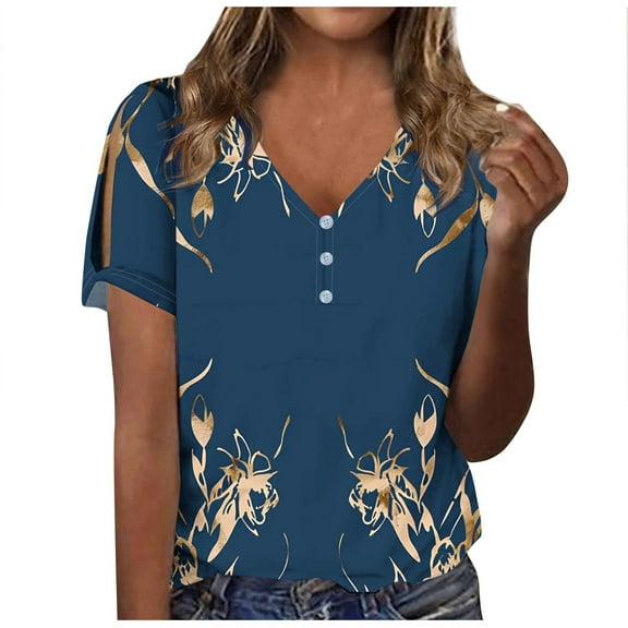 Womens Fashion Tops 2026 Trendy Womens 3/4 Sleeve Tops Womens Blouses Casual Summer T Shirts For Women Graphic Vintage Retro