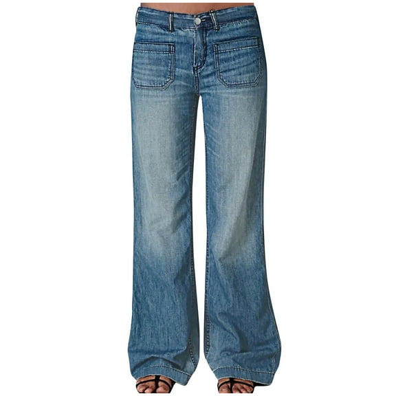 Bogo Womens Jeans Long Length Women'S Dress Pants Petite Elastic Waist Flare Pants For Women Womens Wide Leg Trousers High Waisted