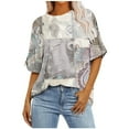 thumbnail image 1 of Bogo Womens Spring Summer Fashion 2025 Womens Tops Short Sleeve Loose Fit Blouses For Women Dressy Casual Short Sleeve White V Neck T Shirts Women Plus Size, 1 of 6