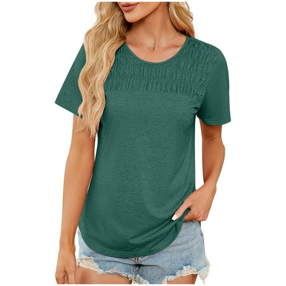 Womens Spring Tops 2026 Trendy Womens Summer Tops Short Sleeve Casual Blouses For Women Dressy Casual Short Sleeve T Shirts For Women Cotton