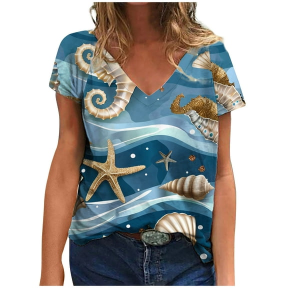 Bogo Womens Tops Trending 2025 Womens Summer Tops Casual Cotton Womens Blouses Short Sleeve Cotton 100 Percent Cotton V Neck T Shirts Women Plus Size