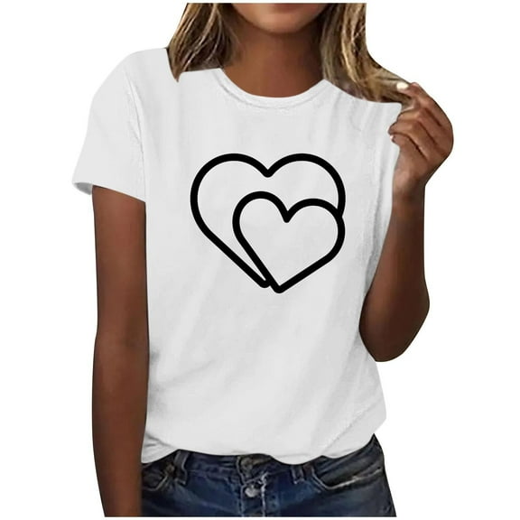 Bogo Womens Tops Trendy Short Sleeve Womens Tops Dressy Casual 3/4 Sleeve Red Womens Blouses For Work Professional T Shirts For Women Cotton 100