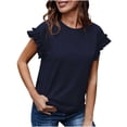 thumbnail image 1 of Bogo Young Womens Tops Trendy Summer Womens Tops Dressy Casual Short Sleeve Blue Blouses For Women Business Casual Petite T Shirts For Women Cotton White, 1 of 3