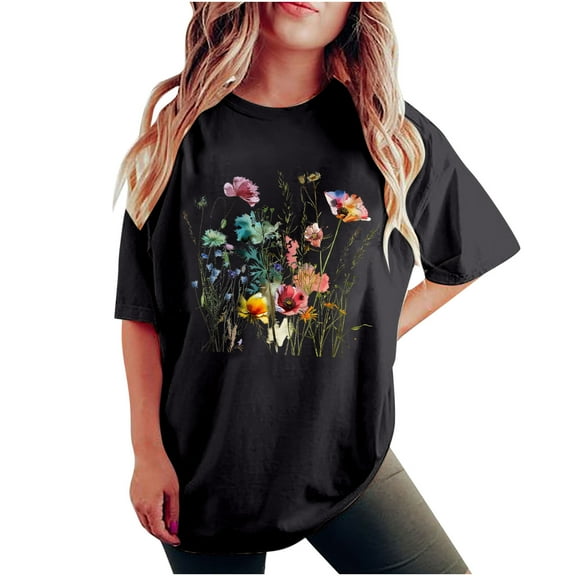 Bogo Young Womens Tops Trendy Summer Womens Tops Short Sleeve Casual Womens Blouses Dressy Casual Fall 2025 Soft Cotton V Neck T Shirts Women Loose Fit