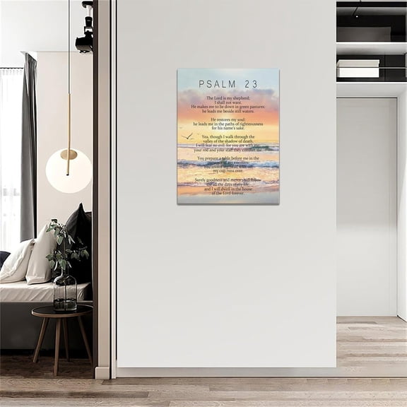 Bogosip Psalm 23 Wall Art Psalm 23 Poster Pictures Wall Decor Psalms Sign Canvas Prints Painting Bible Verse Scripture Frame Artwork for Prayer Bedroom Living Room Bathroom Church 12"x16"