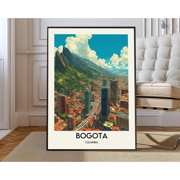 Bogota Colombia City Poster, Unframed Canvas 24x36in