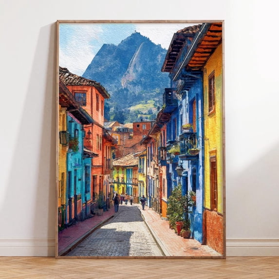Bogota Colombia Colorful Street Art La Candelaria Print, Unframed Canvas Size 16x24