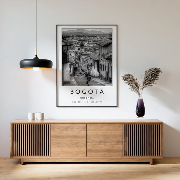 Bogota Colombia Travel Black And White Cityscape Art, Unframed Paper Print