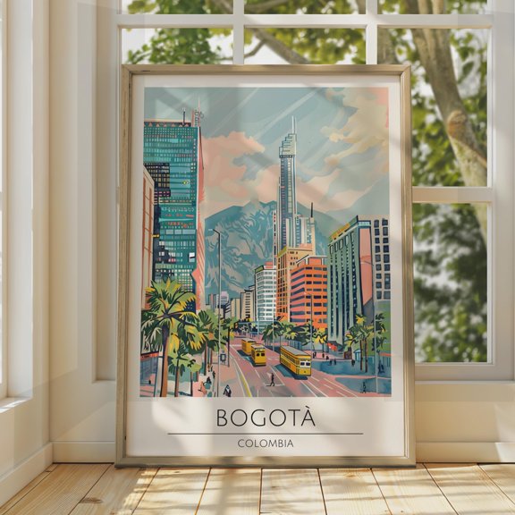 Bogota Colombia Travel Poster , Sketch City Art , South America Wall Print , Poster Print Only