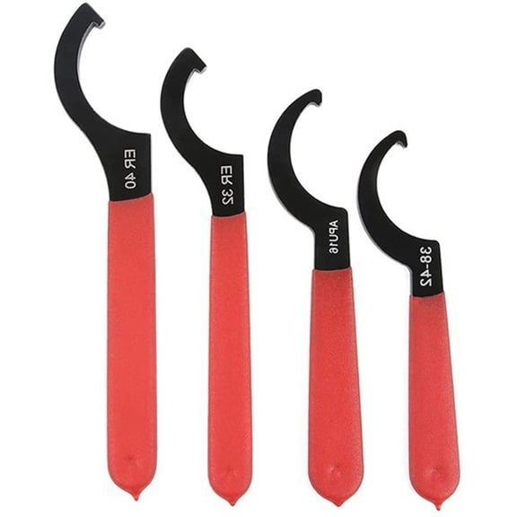 Bogrsely 4Pcs Round Nut Hook Head Wrenches Curved Jaw Design For Tight Space Steel Construction Auto Repair Tool Set