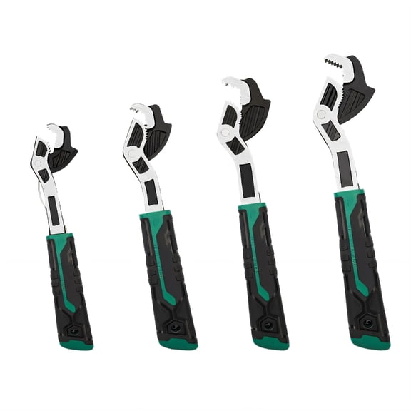 Bogrsely 4Piece Auto Tightening Adjustable Pipe Wrench Set In 6 8 10 12Inch Size Spanner For Plumbing And Mechanical Work