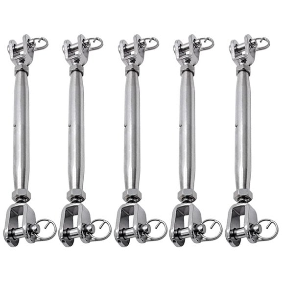 Bogrsely Pack Of 5 Stainless Steel Jaw and Jaw Turnbuckles Heavy Duty Adjustable Tensioning Tool For Rope Cables Marine Rigging