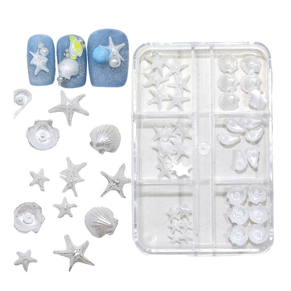 Bogrsely Pearlized Starfish Seashells Nail Art Embellishments Lightweight Resin Crafts NailCha--For Professional Home Manicures