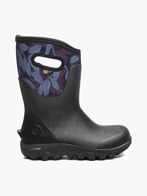 Classic Seamless Mid Outline Leaves Women's Waterproof Boots