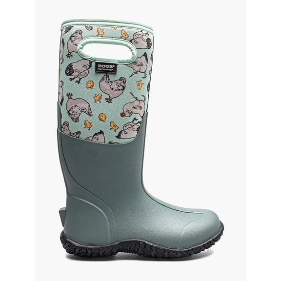 Bogs Footwear Mesa Chickens Women's Insulated Waterproof Farm Boots, Aqua Multi, 8 M